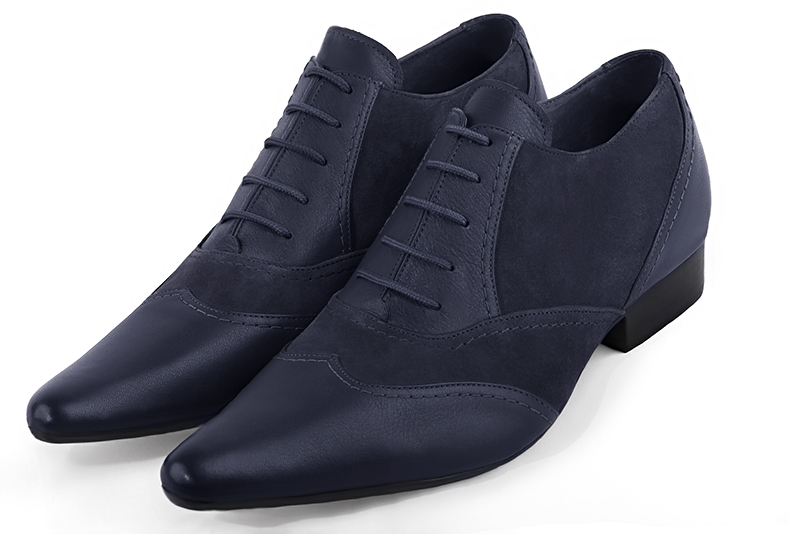 Navy blue lace-up dress shoes for men. Tapered toe. Flat leather soles - Florence KOOIJMAN